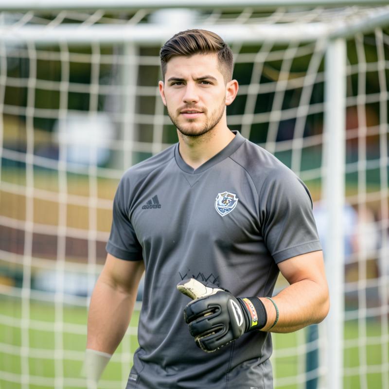 Marco Alves, Footlytic goalkeeping coach, wearing gloves in front of a goal